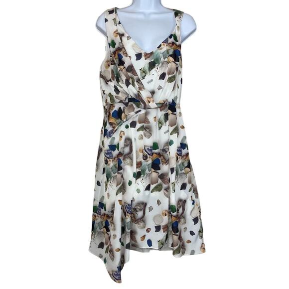 Anthropologie Meadow Rue Beach Treasures Pebble Dress Drape Front Pleats Size 6 - Picture 1 of 16